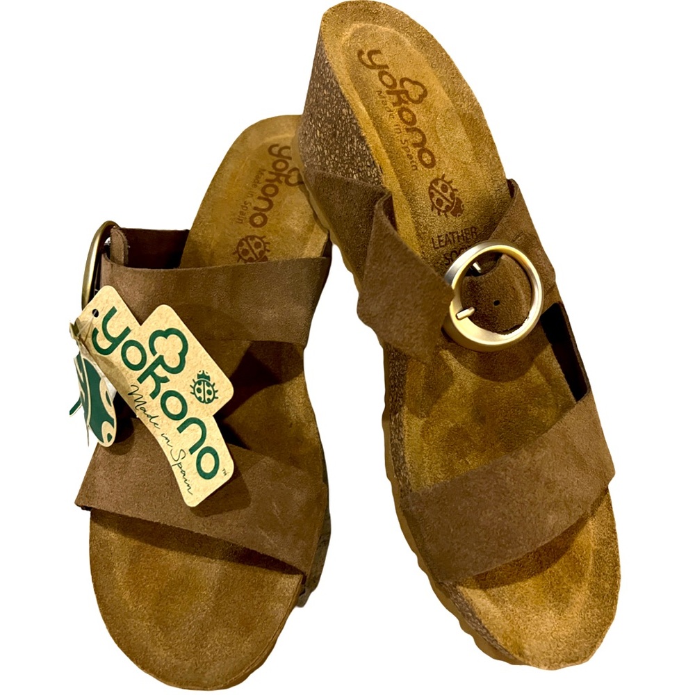 NWT Yokono brown leather sandal. Size 9 1/2 Made in Spain